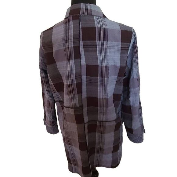 Habitat Womens Button Front Blue Black Plaid Tunic Small - Picture 2 of 15